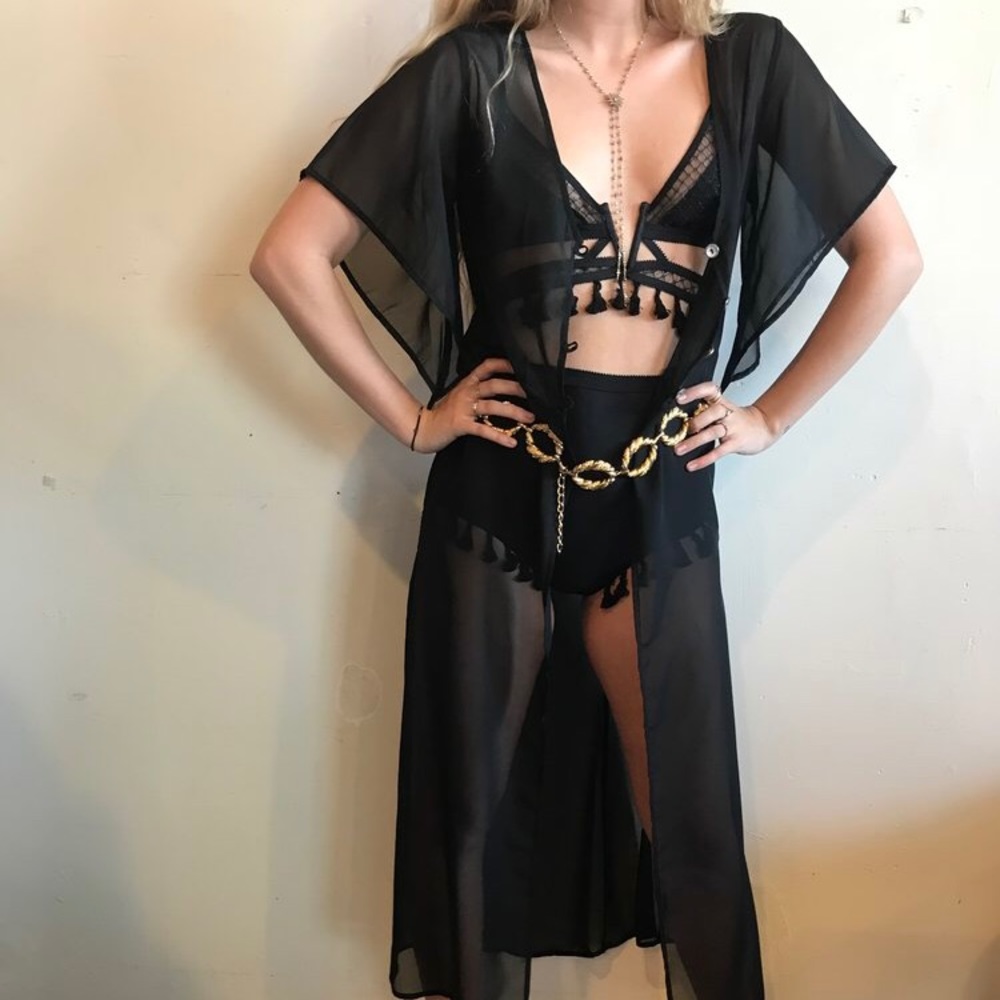 Black sheer Maya duster eastnwest label